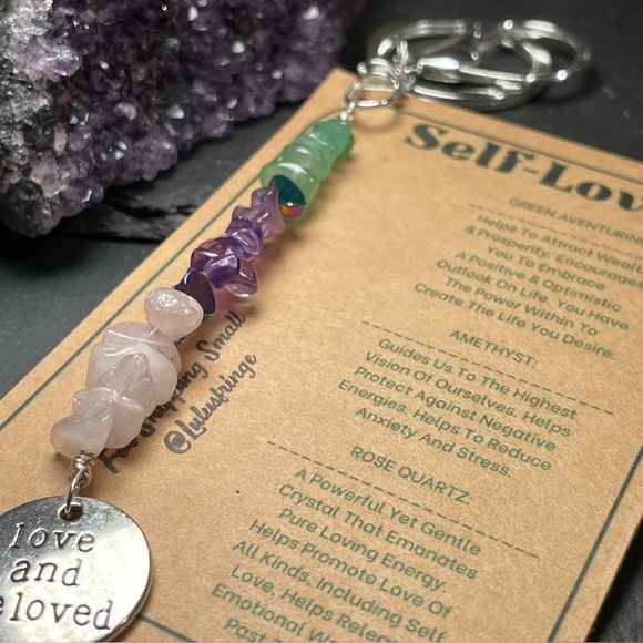 Artisan Handbags - Self-Love Gemstone Keychain with Silver Charm